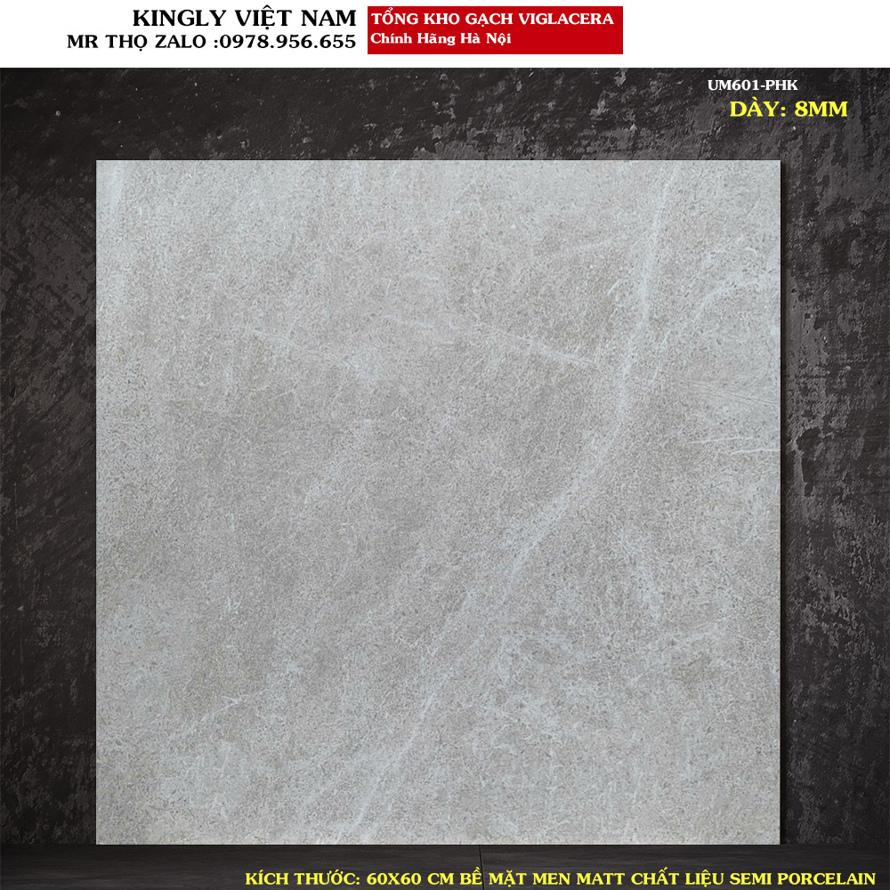 Gạch lát nền Vân xi măng Viglacera 60x60 UM601 Loại A1